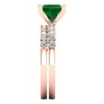 thumbnail image 3 of Clara Pucci 18K Rose Gold 2.63 Simulated Emerald Engraveable Engagement Ring + Wedding Band Set, 3 of 7