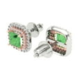 thumbnail image 2 of 14K Solid Gold Screw Back Stud Earrings for Women | 1.73 cttw Princess Cut Simulated Green Diamond | White/Rose Gold, 2 of 5