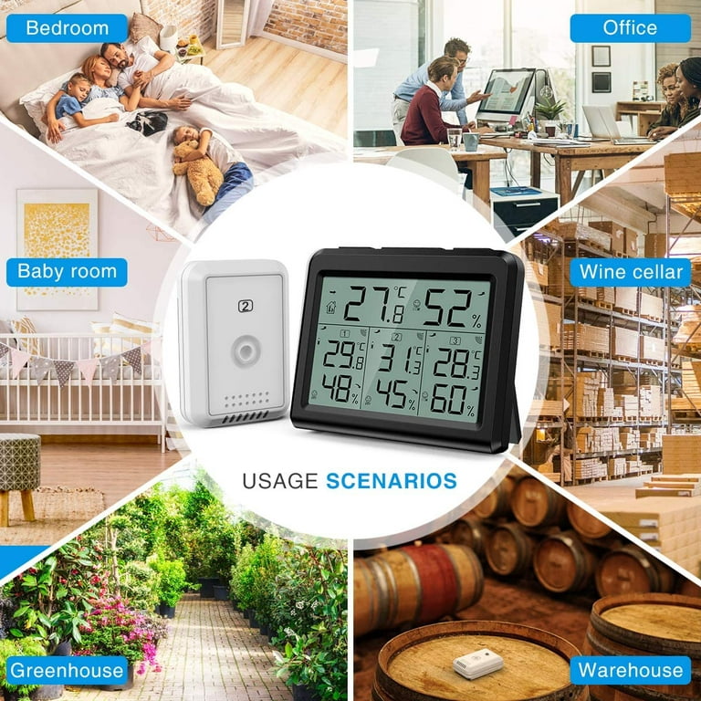 Hygrometer Digital Thermometer 3 Sensors  Weather Station Wireless Outdoor  Sensor - Household Thermometers - Aliexpress