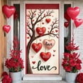 thumbnail image 3 of Red Hearts Valentine's Banner Pink Accents Love Display Tree Design Gold Trim Heart Backdrop for Valentine's Party Romantic Date Wedding Decoration, 3 of 9