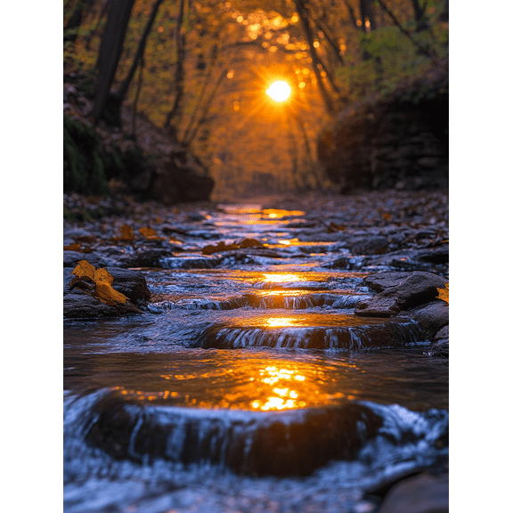 Sunset Stream Canvas Print/Wall Art， Perfect for Living Room，Office， and Yoga Studio Decoration.