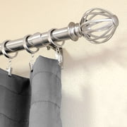 Lumino 1 Plated Brushed Nickel Regis Cage Adjustable Single Curtain Rod Set, 42-120