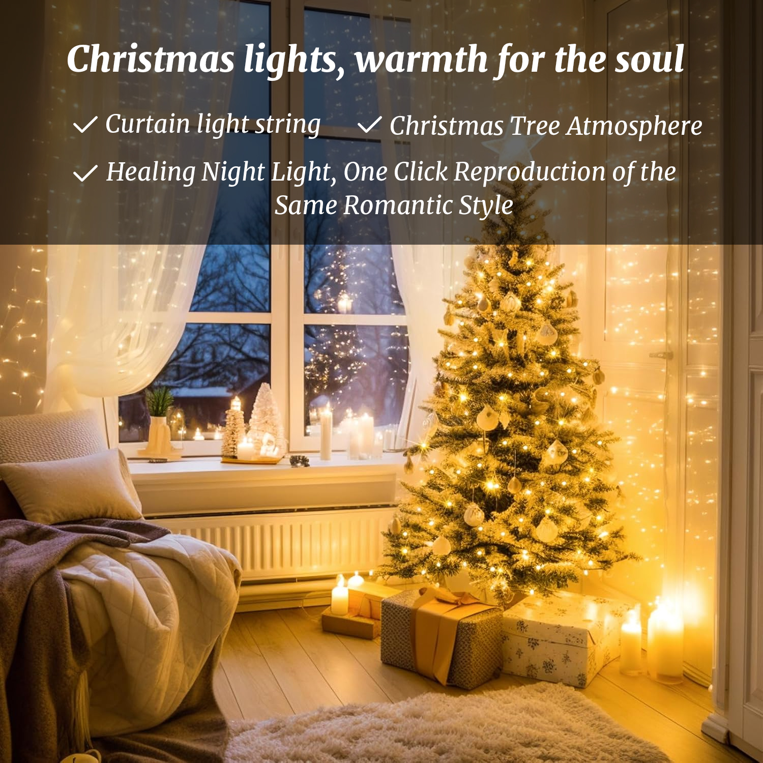 168FT Christmas Lights Outdoor  8 Modes Indoor String Lights for Outside Warm White