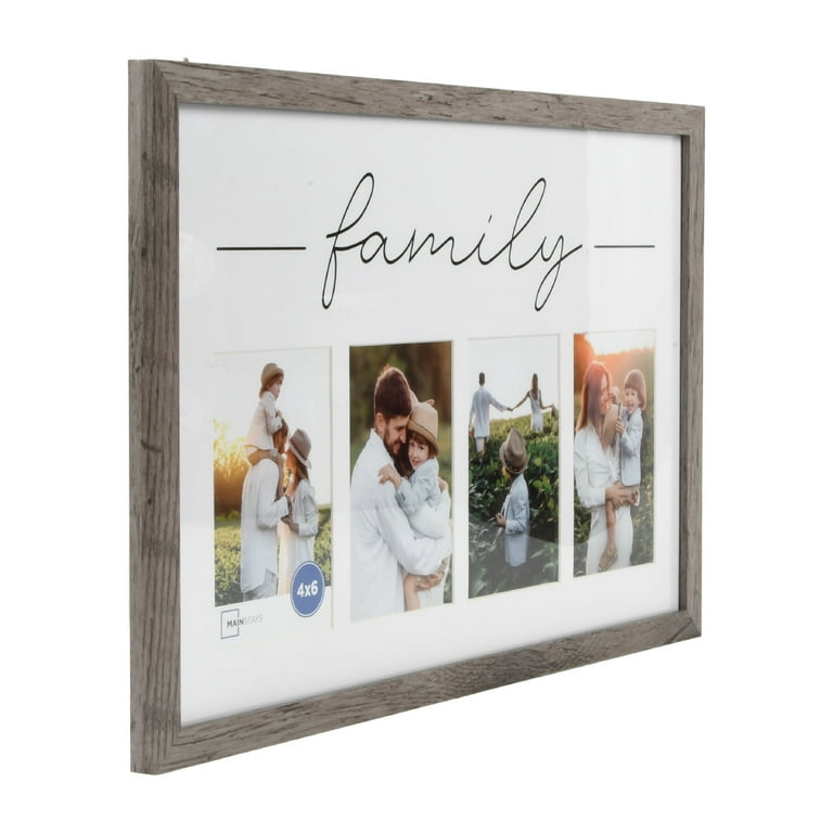 Mainstays 4x6 4-Opening Matted Wall Collage Picture Frame, Rustic Gray 