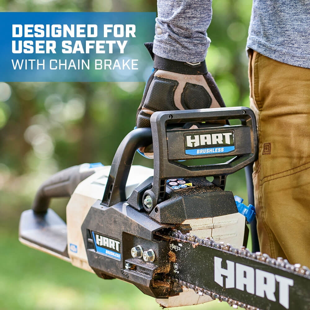 HART 40V 16 inch Supercharge Battery-Powered Brushless Chainsaw Kit, (1) 4.0 Ah Lithium-Ion Battery