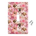 thumbnail image 2 of Puppies Dogs Pink Flowers Pattern Plastic Wall Decor Toggle Light Switch Plate Cover, 2 of 4