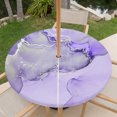 thumbnail image 6 of Round Outdoor Tablecloth with Umbrella Hole and Zipper, Purple Marble Fitted Table Cover with Elastic Edge for 36-44 Inch, Modern Abstract Waves Silvery Farmhouse Waterproof Patio Tablecoths, 6 of 9