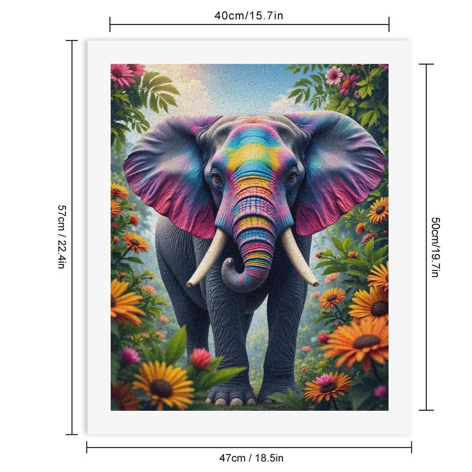 Paint by Numbers Kit for Adults, Colorful Elephant Amidst Flowers Paint by Numbers, Easy Paint by Numbers Kit for Adults Beginner, DIY Adult Paint by Number Kits on Canvas, Home Decor