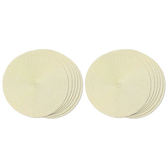 Round Braided Placemats Set of 12 Table Mats for Dining Tables Woven Washable Non-Slip Place Mats 15 Inch(Beige),12 x Placemat,Beige