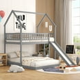 thumbnail image 2 of Euroco Modern Wood Twin over Full House Bunk Bed for Kids Teens Bedroom, Gray, 2 of 12