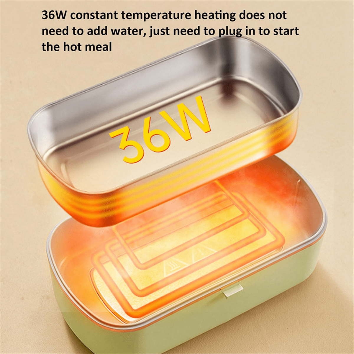 Portable Heating Lunch Box with 304 Food Grade Stainless Steel Container 0.9L Self Heating Warmer Container for Office
