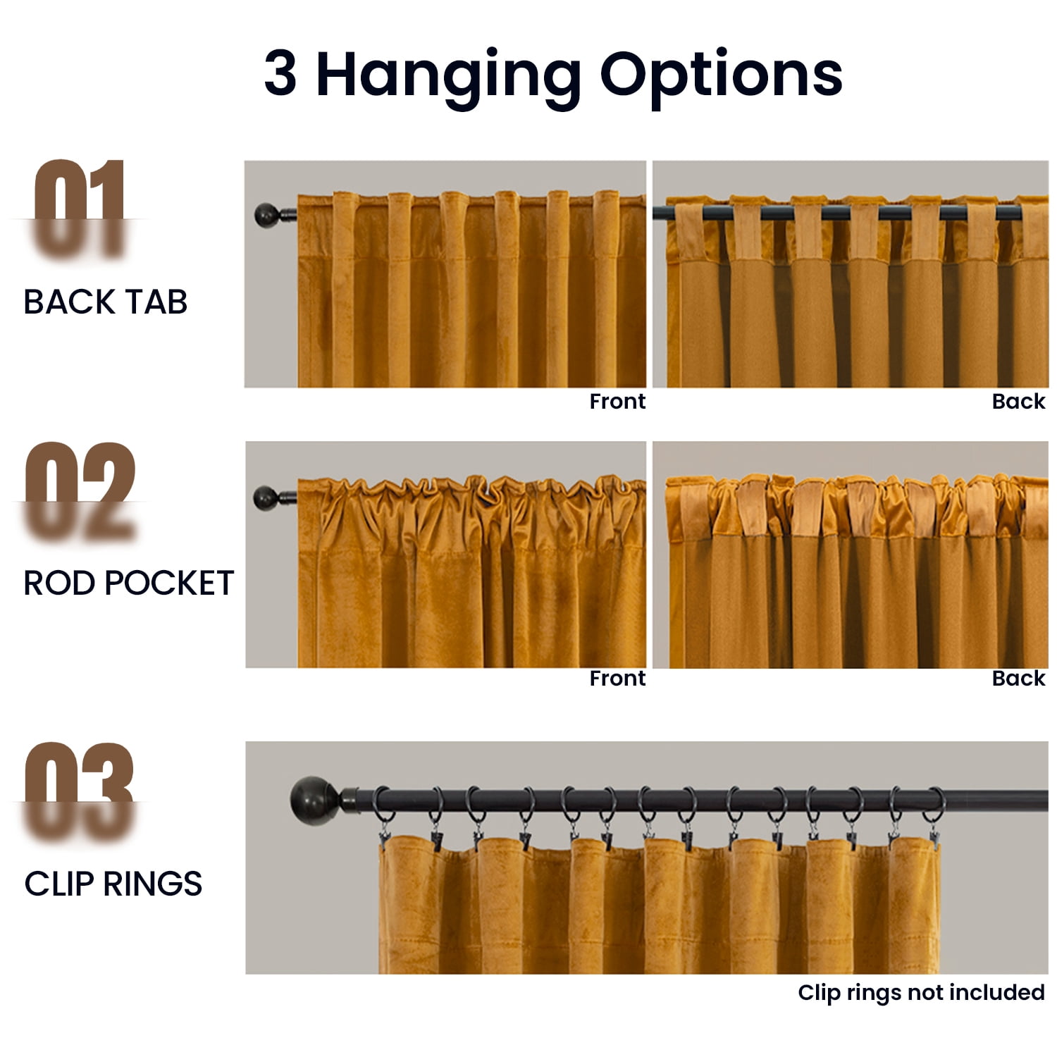 SUSIELADY Velvet Blackout Curtains 90 Inches, 2 Panels, Thermal Insulated Luxury Soft Window Drapes for Bedroom & Living Room, Rod Pocket and Back Tab, 52W x 90L Inches, Mustard Yellow