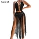 thumbnail image 2 of Trajes de playa de dos piezas para mujer con borlas de ganchillo ahuecadas sujetador de bikini y falda alta dividida, 2 of 6