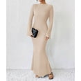 thumbnail image 6 of Women'S Long Sleeve Maxi Dress Ribbed Knit Boat Neck Bodycon Casual Dresses Going Out Outfits Color S, 6 of 9