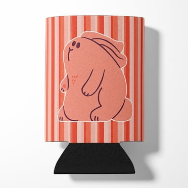 Rabbit on Pink Stripes Can or Bottle Hugger