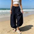 thumbnail image 6 of Womens Balloon Pants Wide Leg Barrel Pants Baggy Trousers Elastic Waist Casual Lounge Travel Pants with Pockets Black S(S), 6 of 7