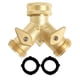 thumbnail image 1 of Conector de grifo de jardín de 2 vías de latón, grifo distribuidor en Y de 3/4 pulgadas con válvulas de encendido/apagado individuales para conectar 2 electrodomésticos Adaptador para el hogar Cocina Jardín al aire libre LingWen 1327534295139, 1 of 1