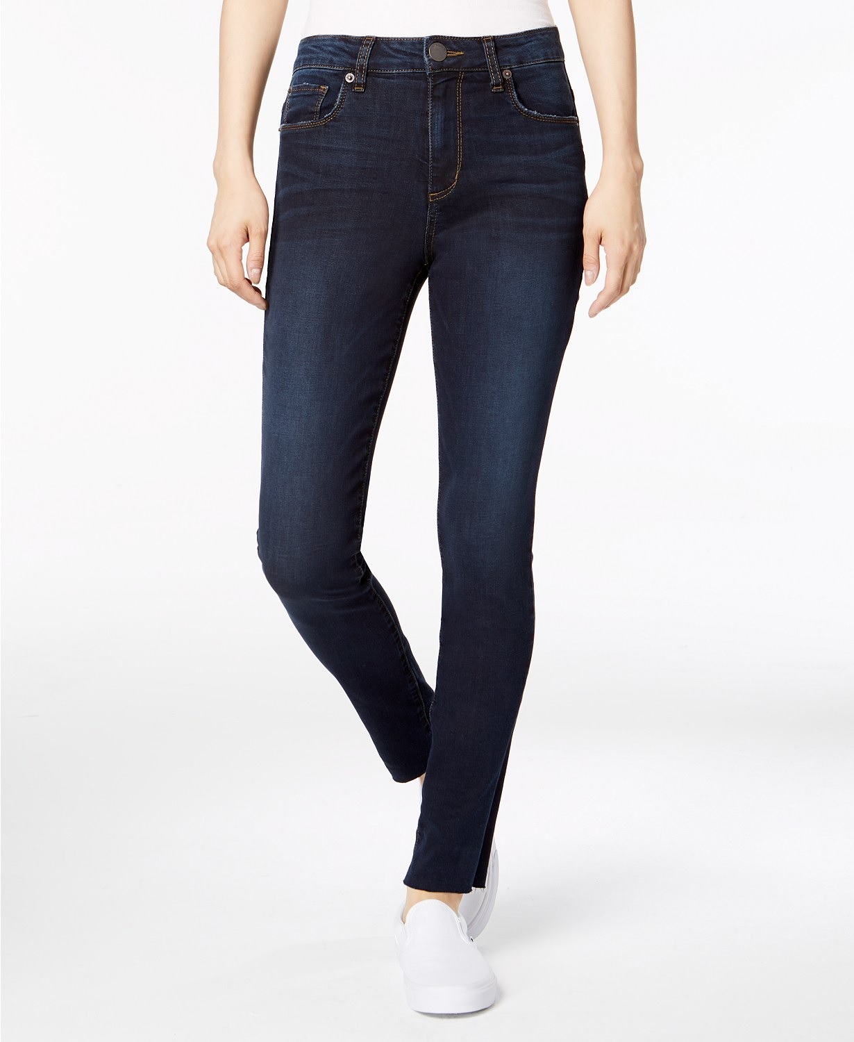 Ellie Raw-Hem Skinny Jeans Blue 
