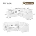 thumbnail image 3 of Modular Sectional Sleeper Sofa with Pull Out Bed, 82" Convertible L-Shaped Couch with Storage Seat, 5 Seat Chenille Cloud Couch for Living Room, Black, 3 of 9
