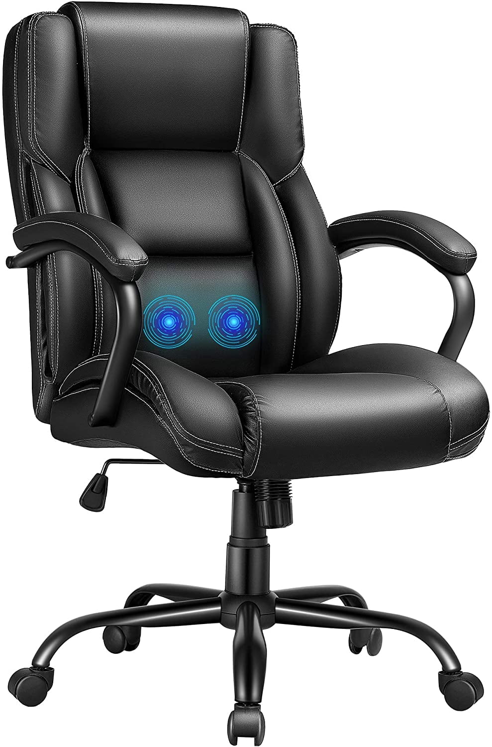 High Back Executive Large Leather Computer Chair with Lumbar Support Kealive Big and Tall Office Chair 400 lbs Heavy Duty Adjustable Wide Seat Ergonomic Massage Chair for Heavy People Black
