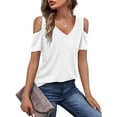 thumbnail image 2 of Starybirds Summer Tops For Women Short Sleeve Cold Shoulder Shirt White S, 2 of 5