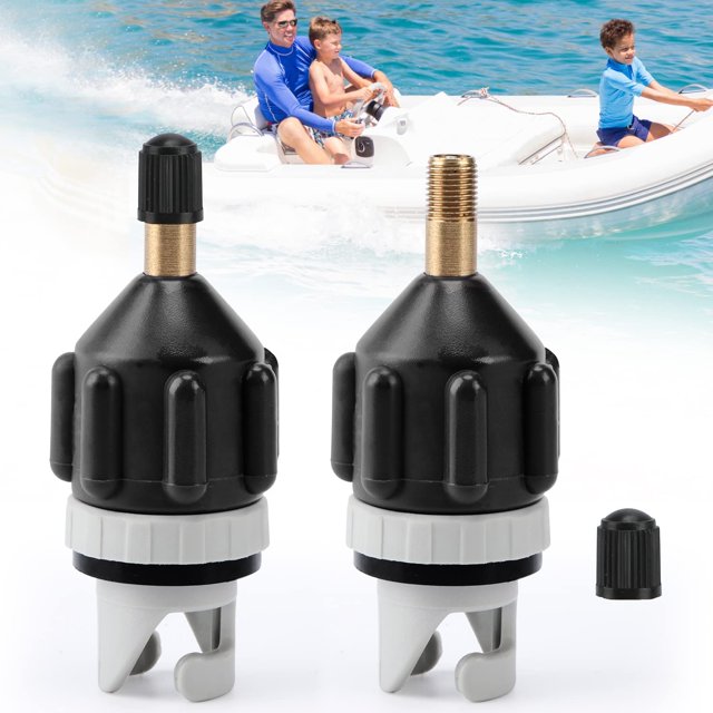 Adaptador de bomba Sup de 2 piezas para kayak, canoa, tabla de remo, botes, accesorio de tabla de remo de pie, negro, válvula de paleta SUP Cabezal de conversión de válvula de kayak