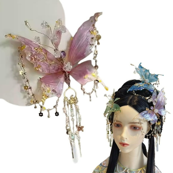 Wing Hair Clips for Women, Usavan Large Beaded Tassel Hair Claws, Decorative Metal Spring Clip Hair Accessories for Hairstyles Parties Events