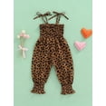 thumbnail image 4 of Caoirhny Toddler Girl Sling Jumpsuit, Heart/Leopard Printed Pleated Tie-Up Simple Style Overalls, Casual Sweet Romper, 4 of 8
