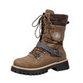 thumbnail image 2 of Women's Casual Mid Calf Boots, Retro Splice Knit Belt Buckle Lace Up Platform Design with Breathable Lining, Trendy Boots for Daily Party Gift, 2 of 8