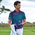 thumbnail image 5 of Balery Purple and Green Glitter Printed Men’s Short Sleeve Polo Shirt, Midweight Men's Shirt,Golf Polo shirts -XX-Large, 5 of 8