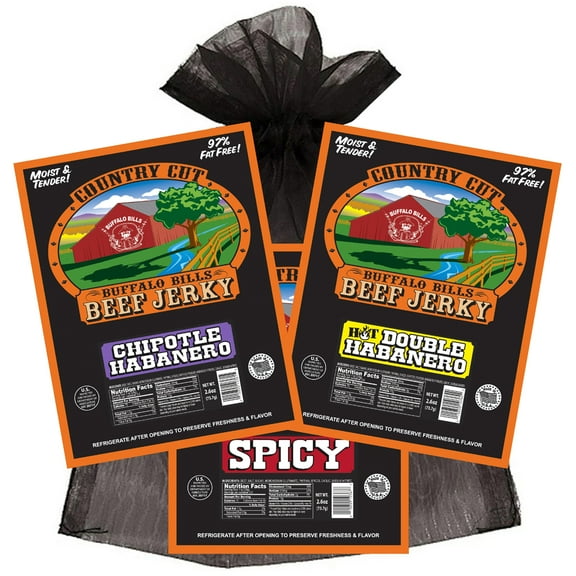 Buffalo Bills 3-Piece Hot & Spicy Country Cut Beef Jerky Sampler (3 assorted 2.6oz jerky packs)