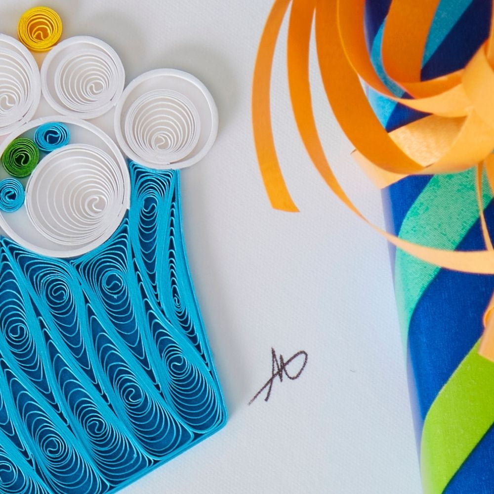 Vietnam Hand Quilled Paper Birthday Greeting Card