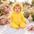 thumbnail image 5 of ZHANGDER Infant Duck Costume Toddler Baby Boys Girls Flannel Romper Hooded Jumpsuit Outfits, 5 of 9