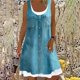 thumbnail image 1 of Women's A-Line Dress Sleeveless Spring Summer Casual Patchwork Print Knee Length Dress Fashion 3D Printing Denim Print Dress8XL Gao Jinjia LED, 1 of 2