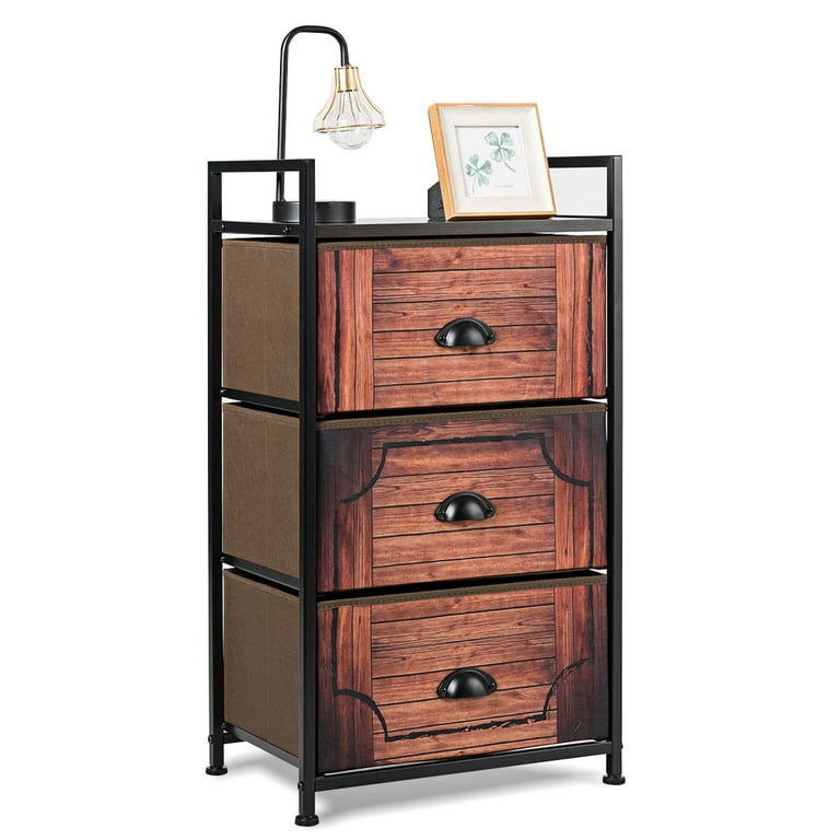 Nightstand with 3 Drawers, Fabric Dresser, Organizer Unit, Storage Dresser  for Bedroom, Hallway, Entryway, Closets, Sturdy Steel Frame, Wood Top, Easy  Pull Handle, Dark Grey – Built to Order, Made in USA