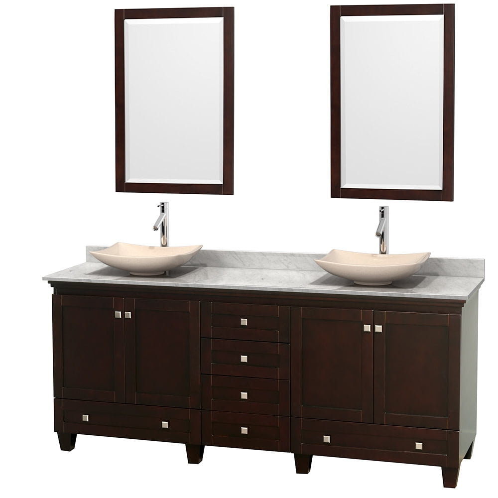 Wyndham Collection Acclaim 80 inch Double Bathroom Vanity in Espresso, White Carrera Marble