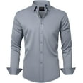 thumbnail image 1 of J.VER Camisas de vestir para hombre, camisa formal de manga larga, elástica, sin arrugas, informal, con botones, 1 of 4