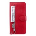 thumbnail image 2 of Zipper Wallet Case for Samsung Galaxy S23 Plus, Glossy Luxury Faux PU Leather Soft Silicone Shockproof Flip Folio Cover with Card Slots Pocket Magnetic Clasp Kickstand Fashion Case,Red, 2 of 9