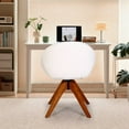 thumbnail image 4 of Modern Boucle Office Chair No Wheels, 360° Swivel Desk Chair with Wood Legs, Upholstered Home Office Accent Chair for Bedroom Living Room, 4 of 8