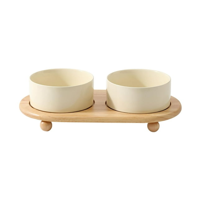 Cuencos de alimentación para gatos elevados, cuencos de cerámica para gatos, cuencos para perros, juego de comederos, cuencos para mascotas de gres ce beige