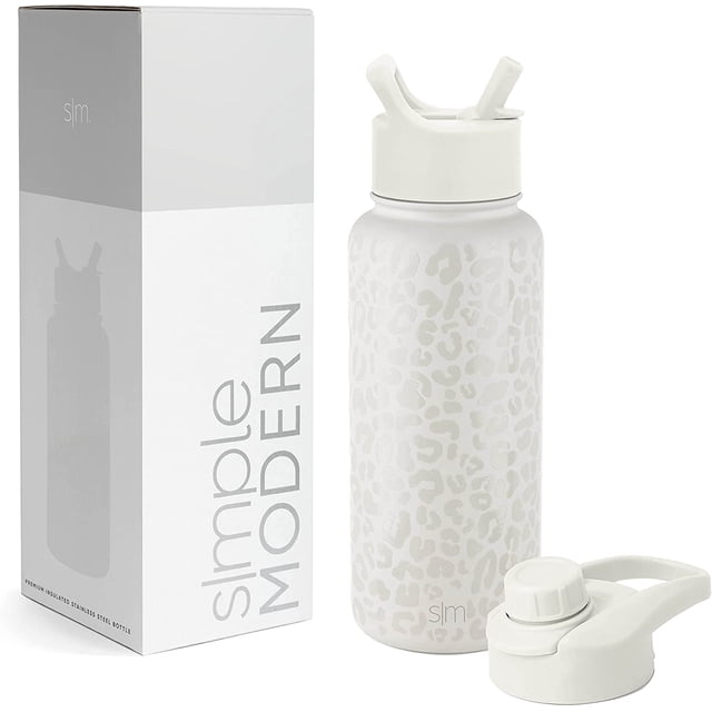 Botella de agua reutilizable Simple Modern acero inoxidable 32 onzas leopardo