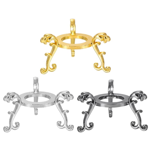 Uxcell 3 Pcs Crystal Ball Display Bases, 2.76'' Crystal Diamond Paperweight Art Engraving Sphere Stand for Glass Ball Home Office Desk Shelf, Gunmetal/White Gold/Gold