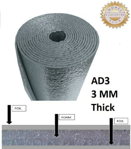 NASATEK 48" x 10' 40sqft Reflective Silver Foam Core Pipe Duct Wrap Insulation 