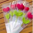 thumbnail image 4 of Ramo de flores de ganchillo con forma de corazón y tallos verdes | Arreglo floral artificial de 5 piezas para San Valentín, bodas o decoración del hogar | Ramo de punto rojo y verde para centros de, 4 of 9
