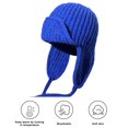 thumbnail image 4 of harmtty Fashion Knitted Hat Thickened Soft Hat Women's Knitted Hat Earflap Beanie Super Soft Solid Color Thickened Windproof Cold Weather Fashion Knitted Royal Blue, 4 of 8