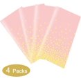 thumbnail image 2 of Paquete de 4 manteles desechables de plástico premium rosa y dorado para mesas rectangulares (137 x 274 cm), impermeables y desechables para cumpleaños y graduaciones., 2 of 4