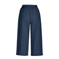 thumbnail image 4 of yunLCZ Pants for Women High Waisted Womens Daily Elastic Waist Pockets Straight Solid Color Casual Pants Loose 3/4 Trousers, 4 of 4