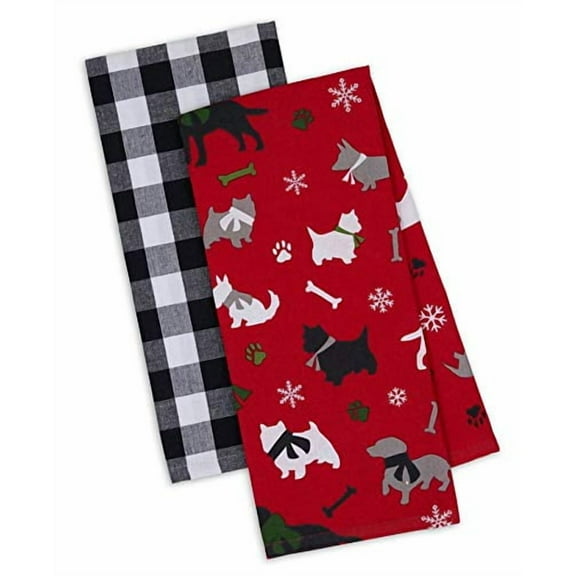 Design Imports 750948 Christmas Dog Silhouette Dish Towels Set of 2 Cotton