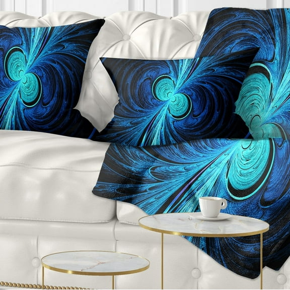 Designart Blue Fractal - Abstract Throw Pillow - 12x20