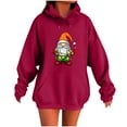 thumbnail image 3 of YOIAVAIOY Women Christmas Hoodies Dwarf Gnome Light Printed Hoody Sweatshirt Xmas Holiday Party Pullover Hoodie, 3 of 5